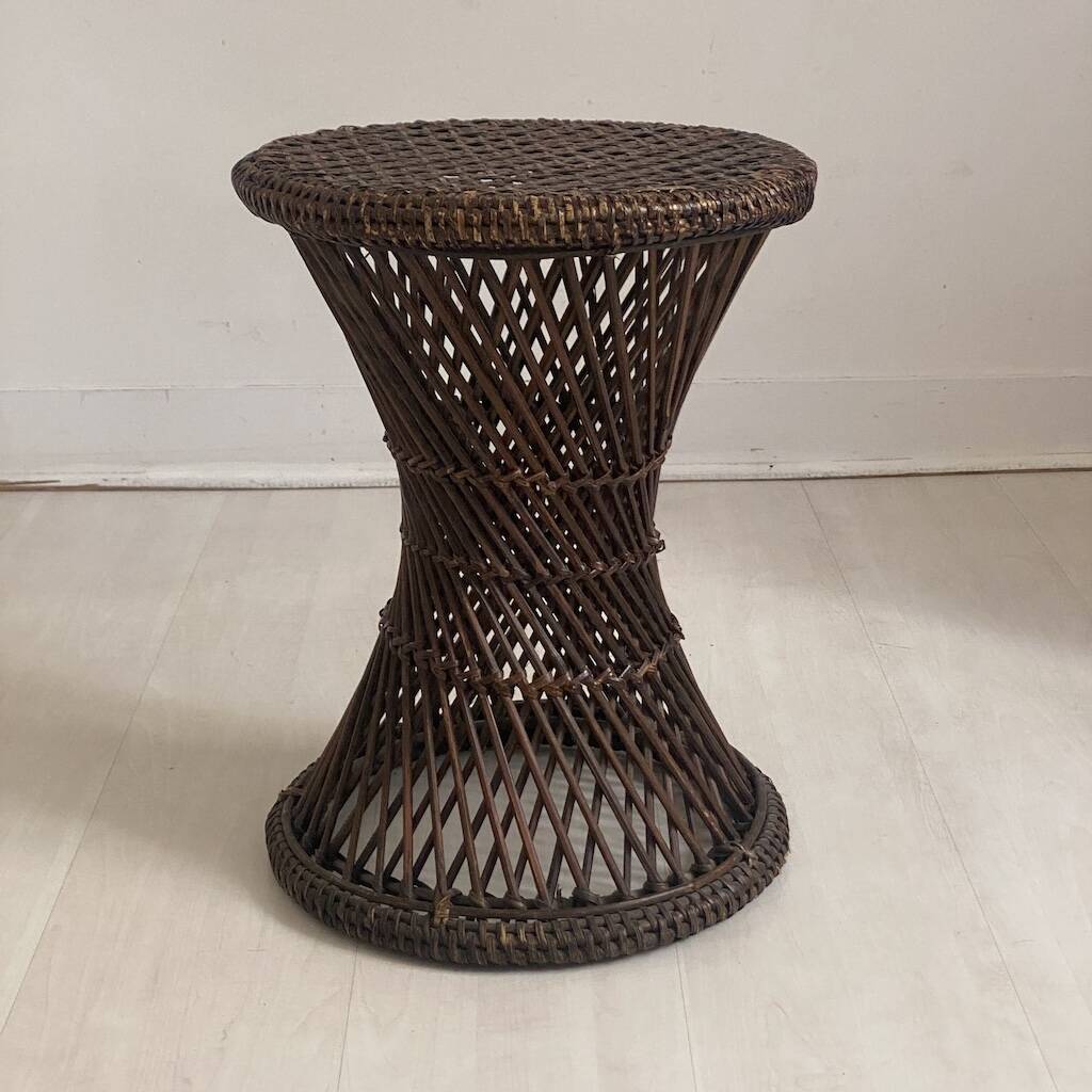 Vintage 1970s rattan tamtam diabolo stool