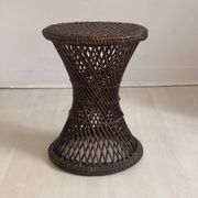 Tabouret tamtam diabolo vintage 1970's en rotin