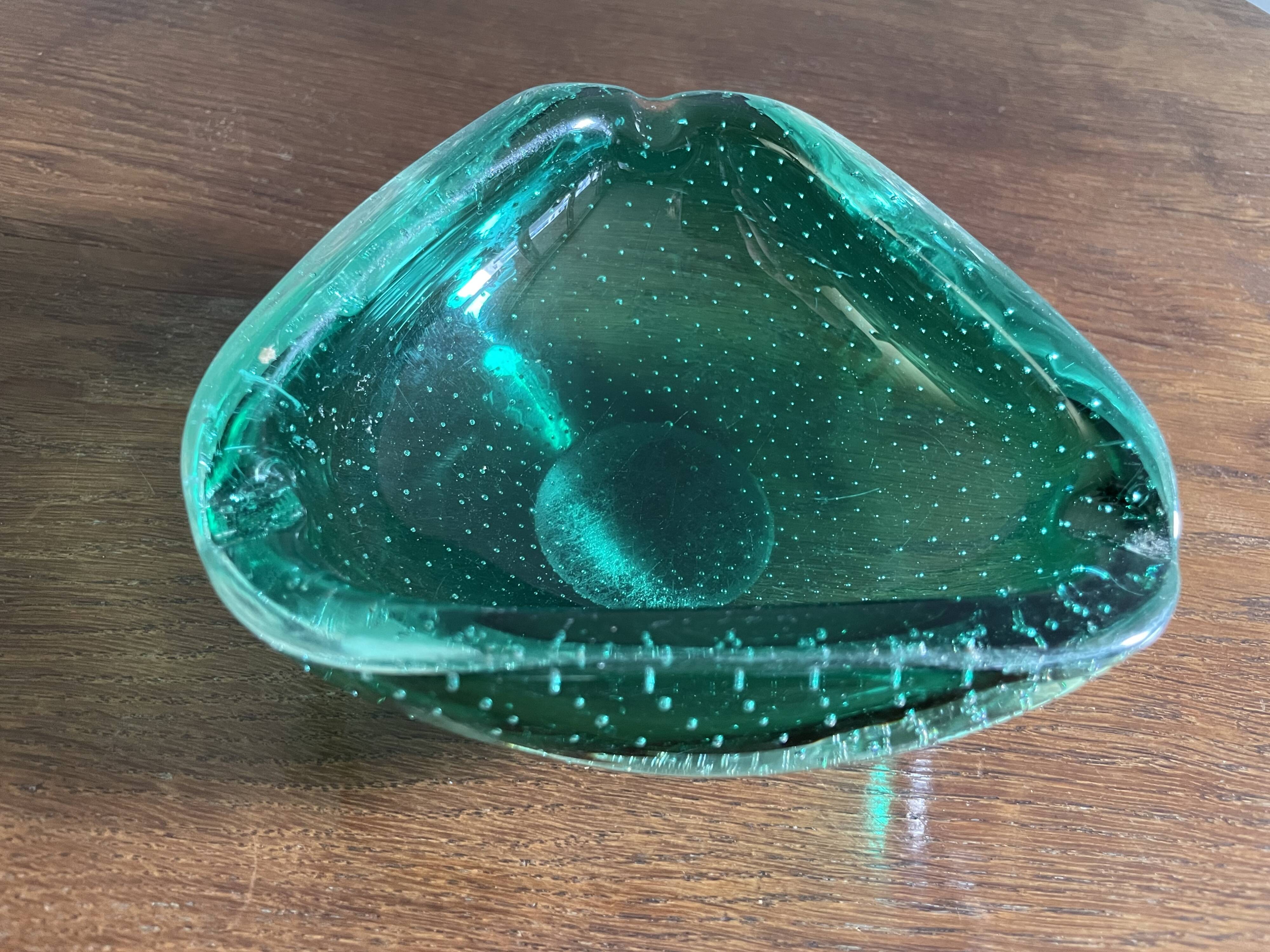Green Murano ashtray