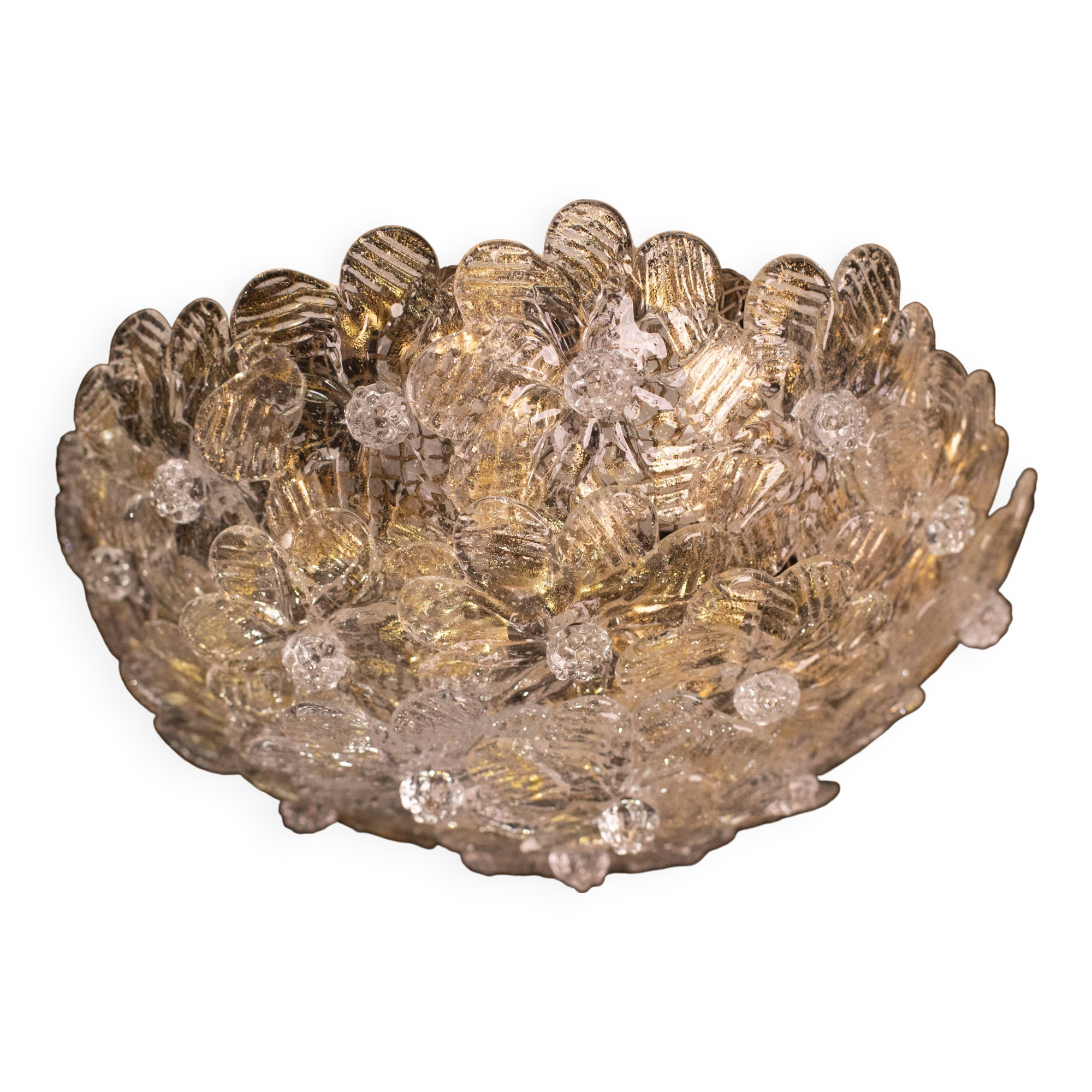 Murano Ceiling Light Flower by Seguso for Venini, Italy, 1960s
