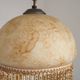 Mid Century Amber Mottled Glass Ceiling Light with Beaded Glass Fringe