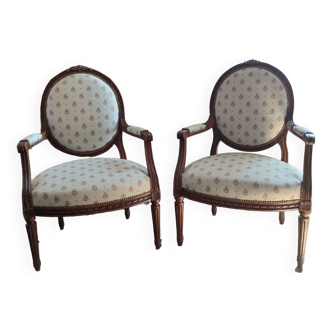 Pair of Louis XVI shepherdesses armchairs