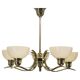 Art Deco brass chandelier with cream opaline glass, Czechoslovakia 1930s