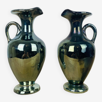 Pair of flamed sandstone vases Cytere Rambervillers