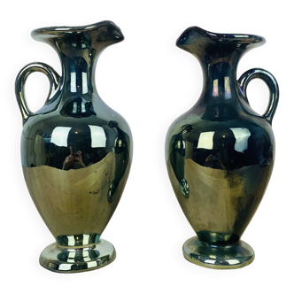 Pair of flamed sandstone vases Cytere Rambervillers