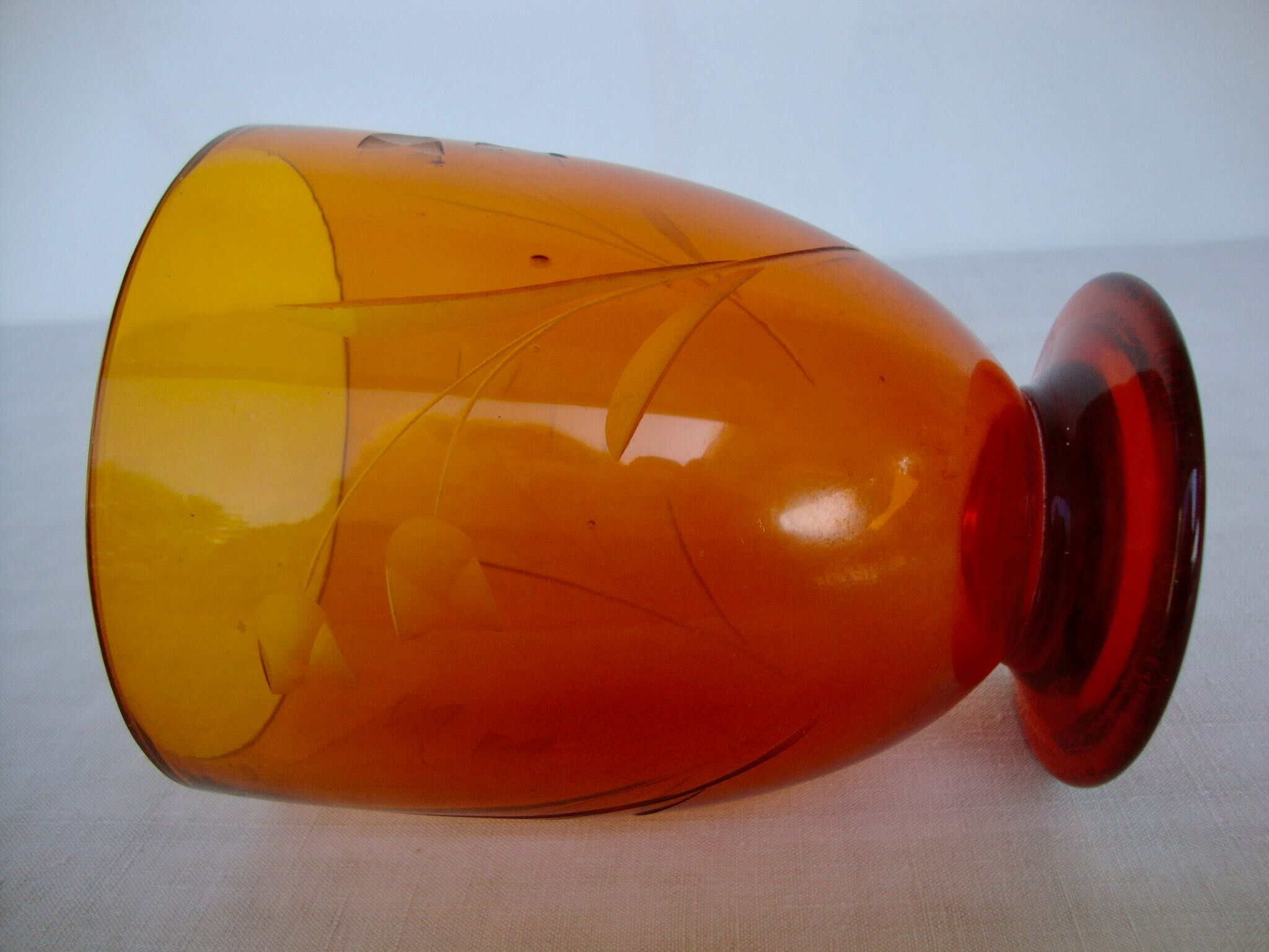 Blown and chiseled crystal vase