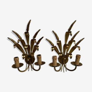 Pair of golden vegetable sconces