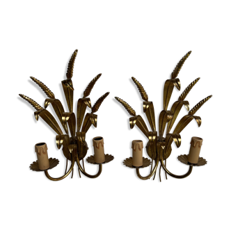 Pair of golden vegetable sconces