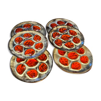 6 assiettes à huitres de Pornic