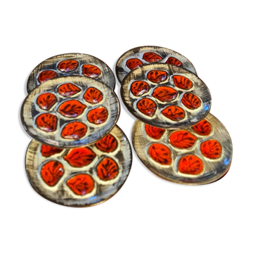 6 assiettes à huitres de Pornic