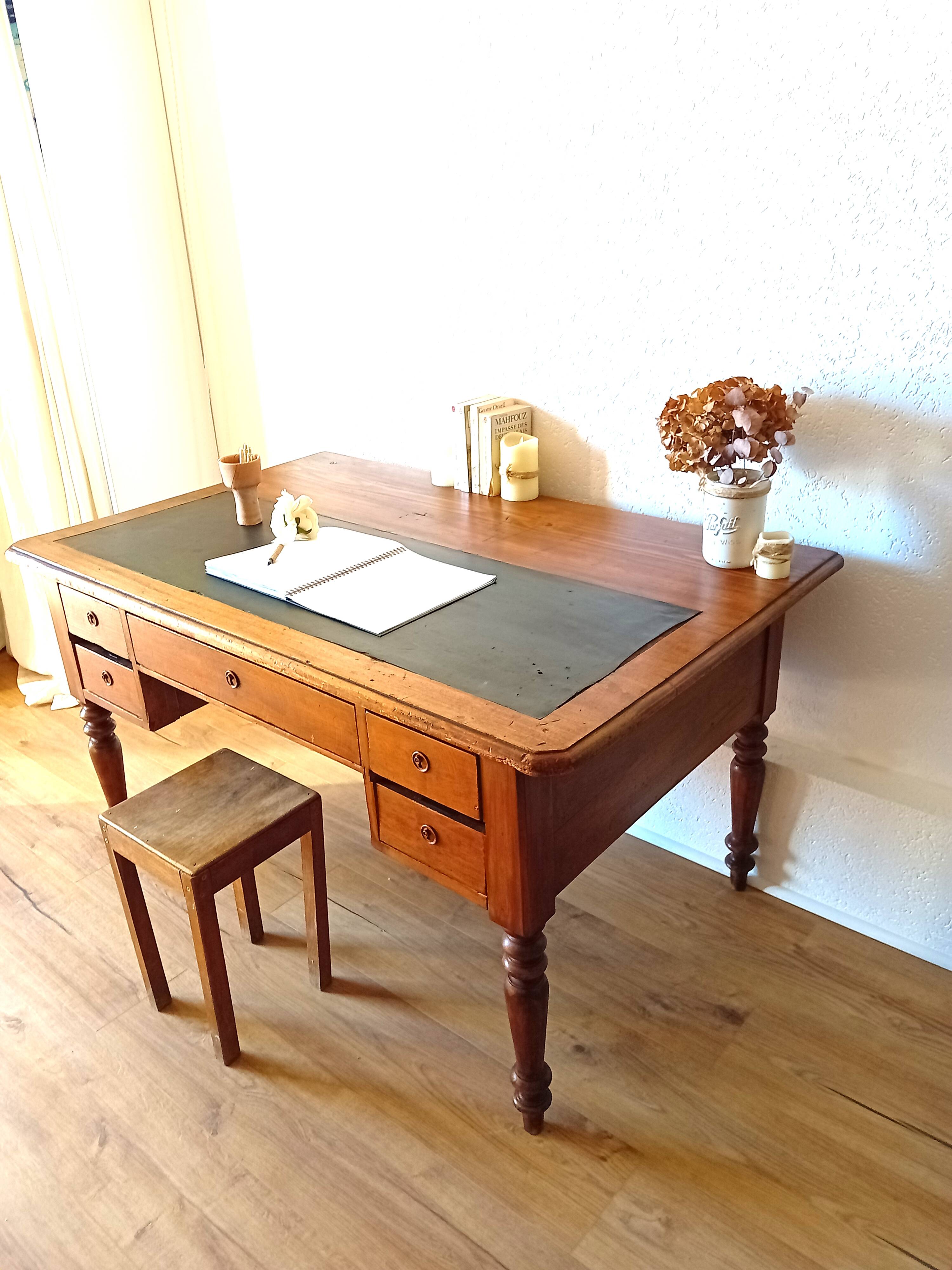 Grand bureau bois & cuir