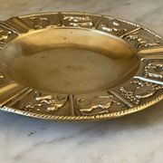 Cendrier horoscope en bronze doré vintage