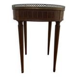 Table bouillotte de style Louis XVI en marqueteriie et marbre