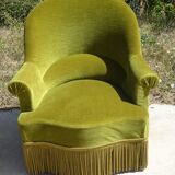 Paire de fauteuils crapauds en velours vert