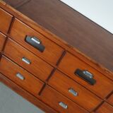 large vintage french oak haberdashery cabinet or shop counter, 1950s