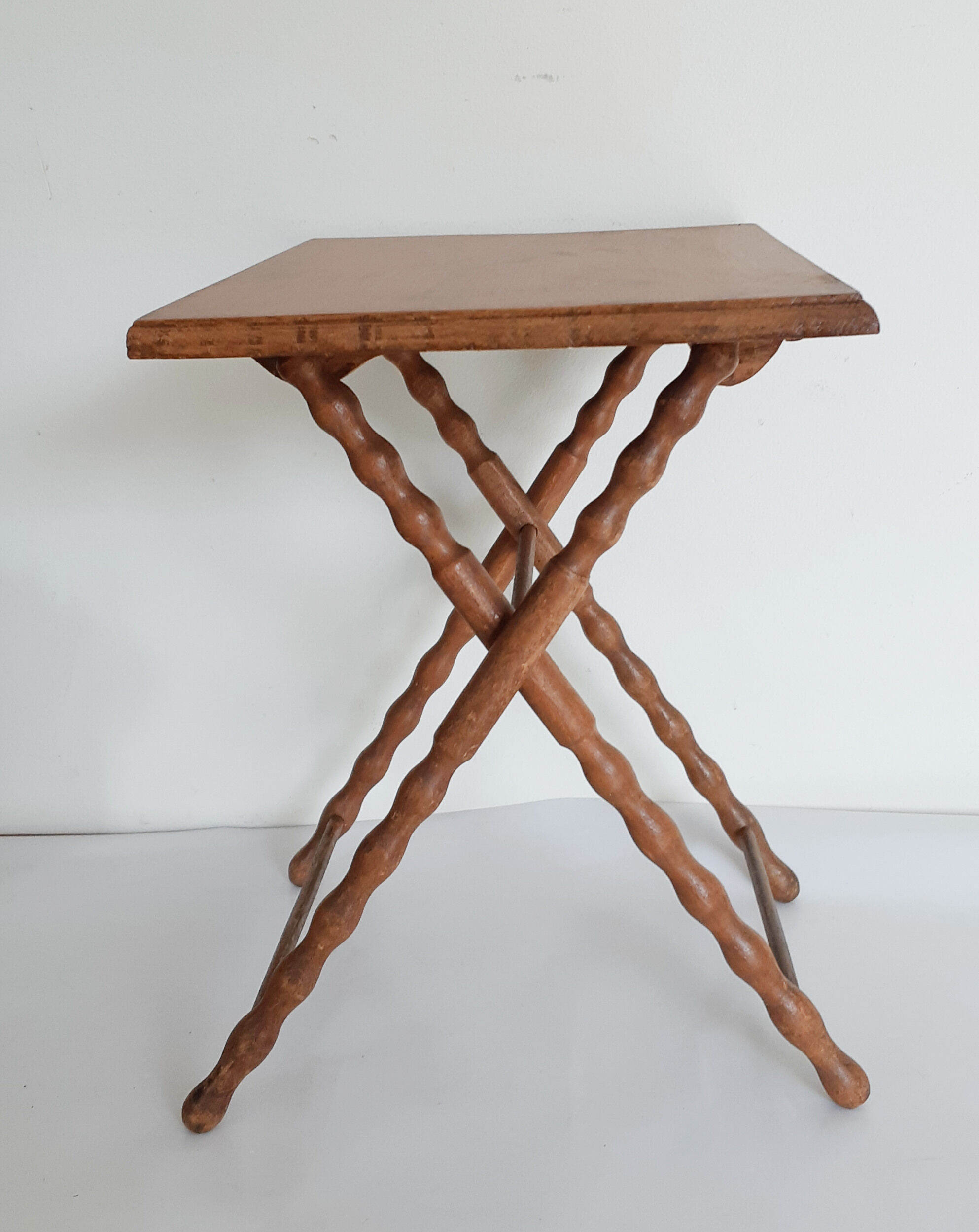 Folding wooden table plant holder, end of sofa, vintage French