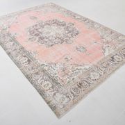 7x10 Vintage Salmon Pink Classic Madallion Turkish Rug, 219x314Cm