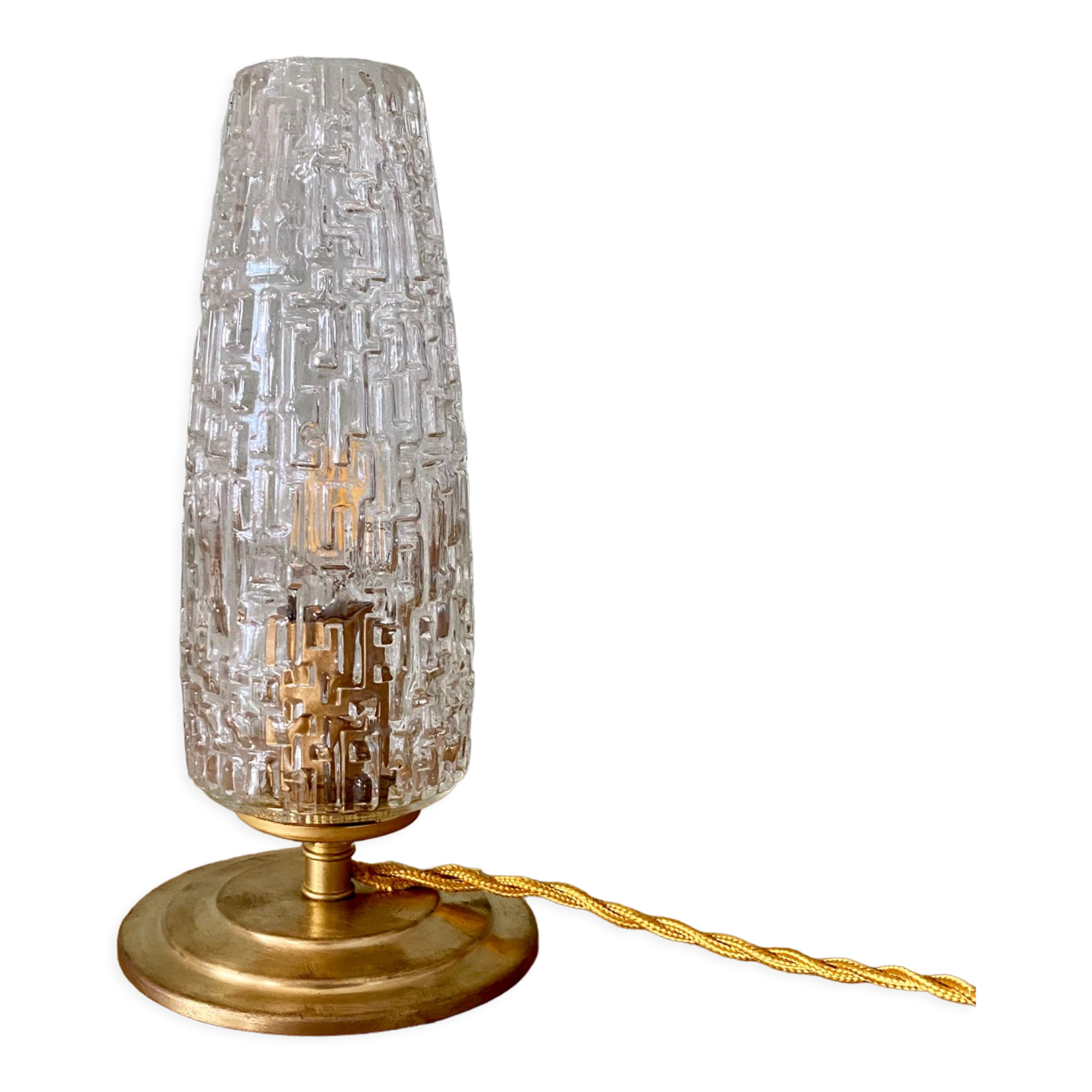 Vintage tulip table lamp in glass