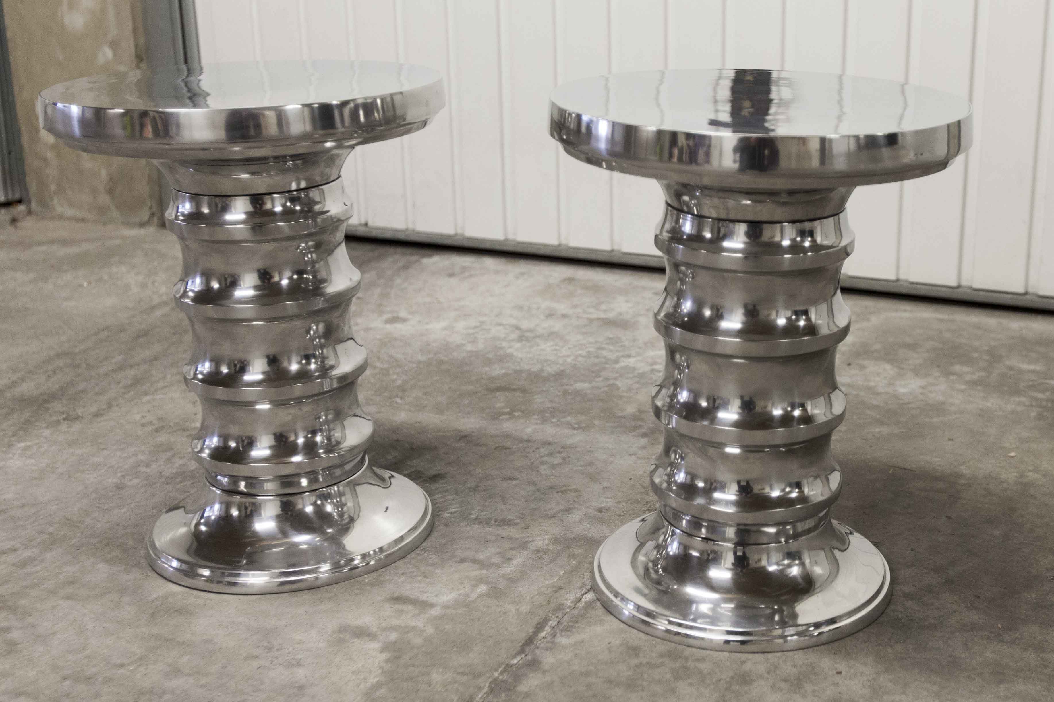 Paire de tabourets aluminium chromé Eichholtz 2000