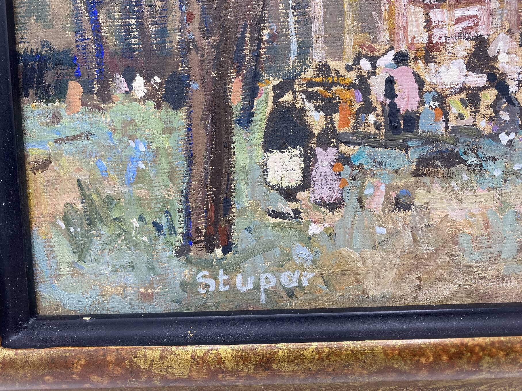 Marko stupar oil on canvas framed park in paris