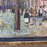 Marko stupar oil on canvas framed park in paris