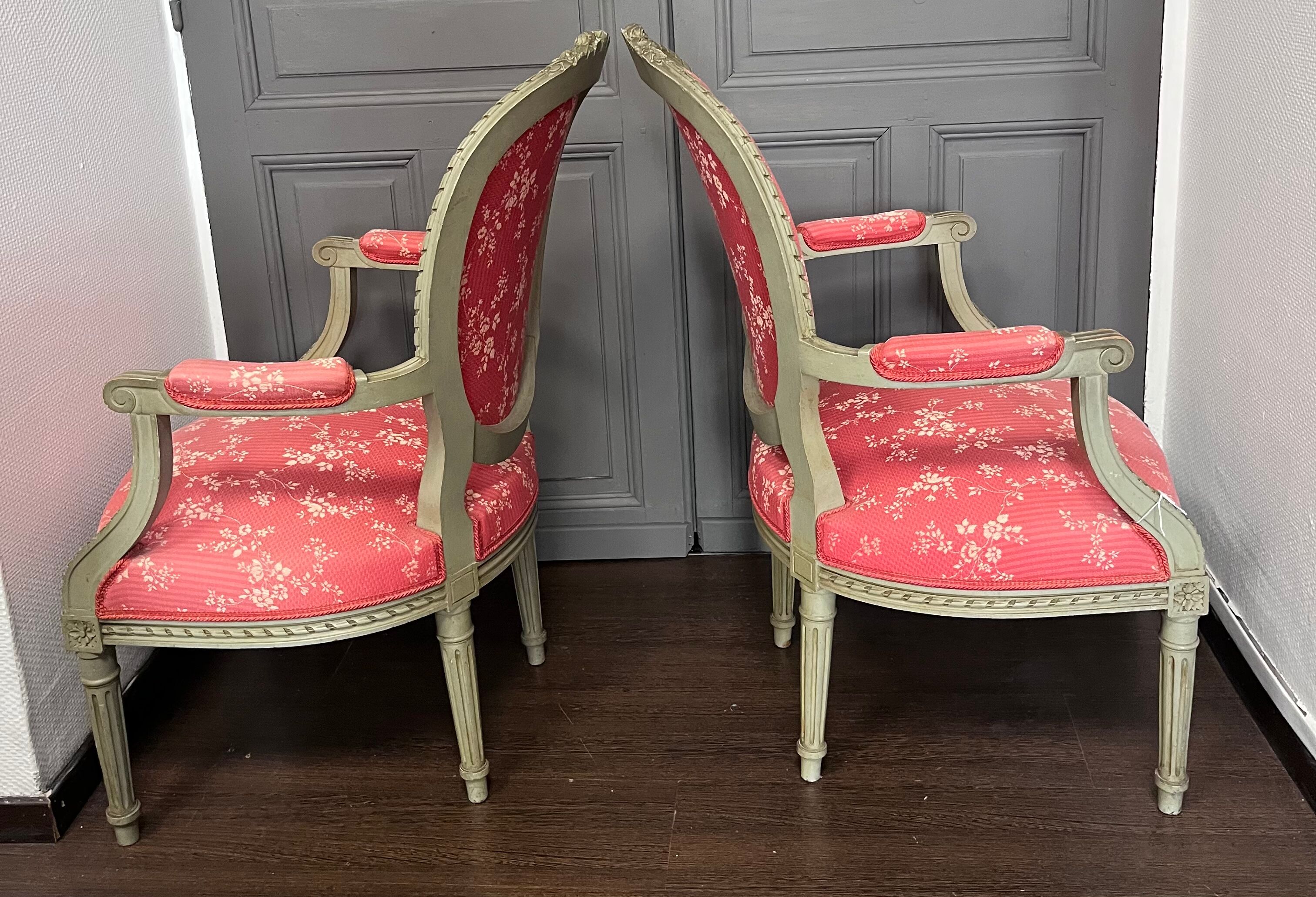 Pair of Louis XVI medallion armchairs