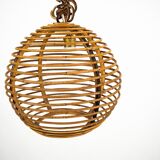 Chandelier en bambou sphérique vintage des années 1950