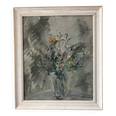 Bouquet de printemps, huile sur toile signée