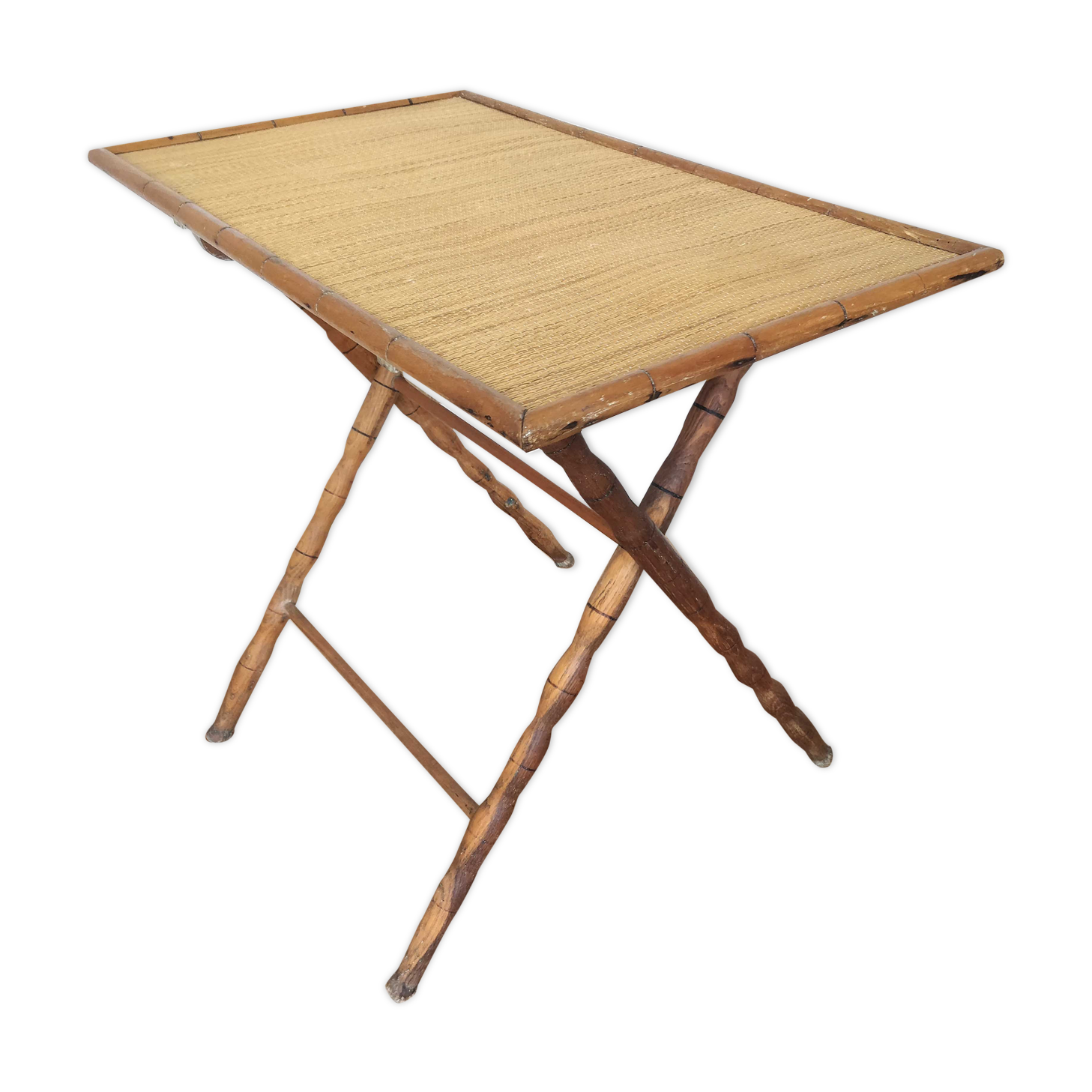 Napoleon III folding table in bamboo wood