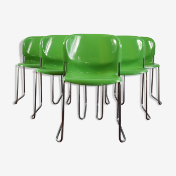 Ensemble de 6 chaises Drabert empilables en plastique vert