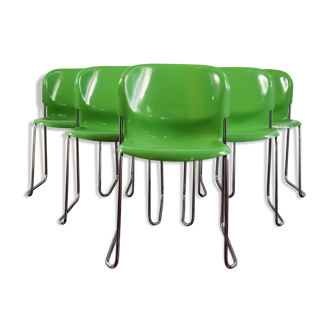 Ensemble de 6 chaises Drabert empilables en plastique vert