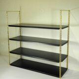 Black and gold metal wall shelf from the 1960s