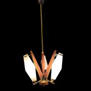 Suspension italien en verre opalin des années 1950