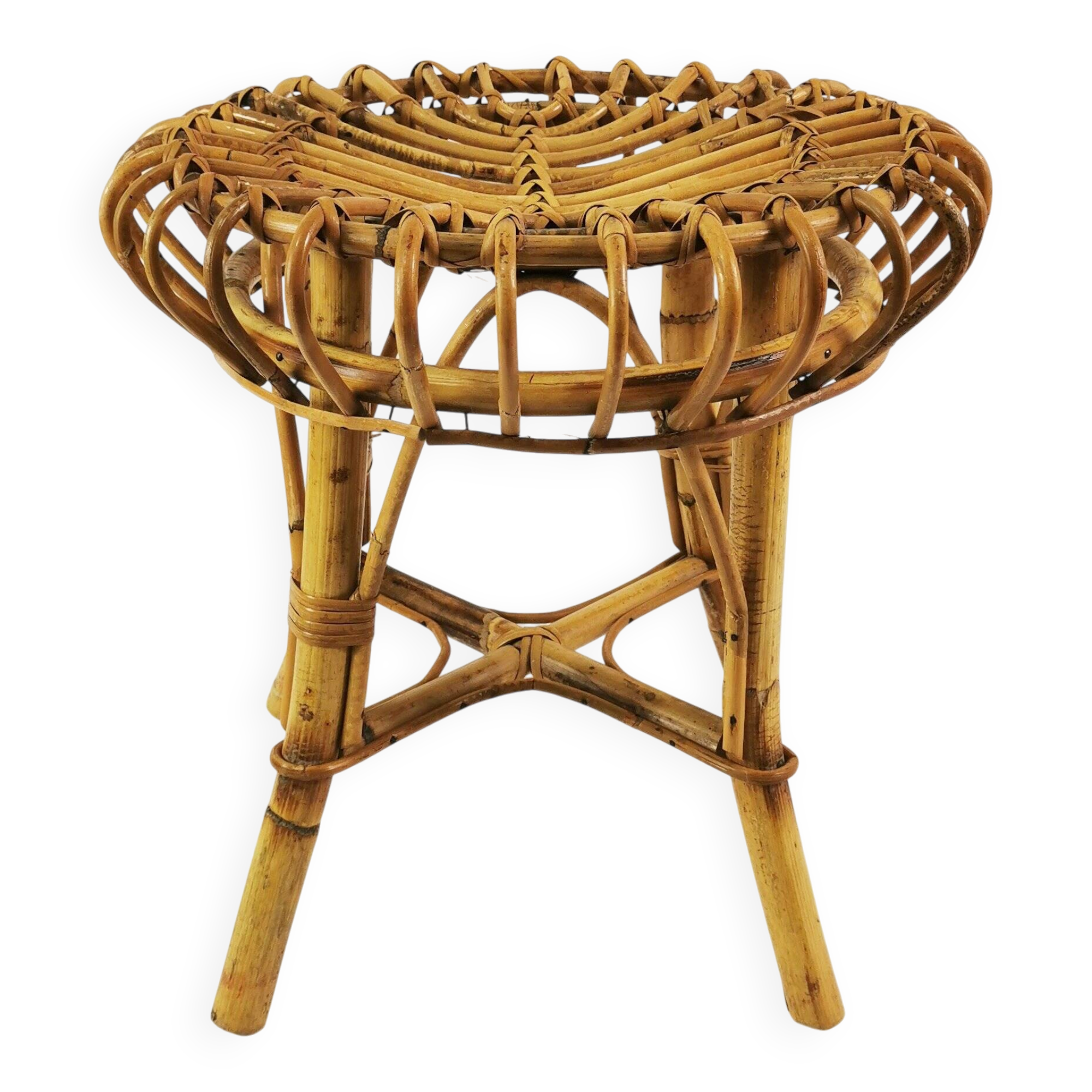 Rattan and bamboo stool, designed by Franco Albini, Italy, 1960s