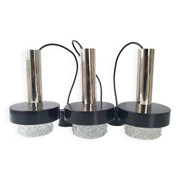 Set of 3 vintage pendant lights 1960