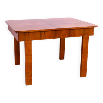 Table à manger réglable en noyer, années 1930, Tchécoslovaquie