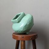 Vintage vase, handmade pottery, mint green, slow country decoration