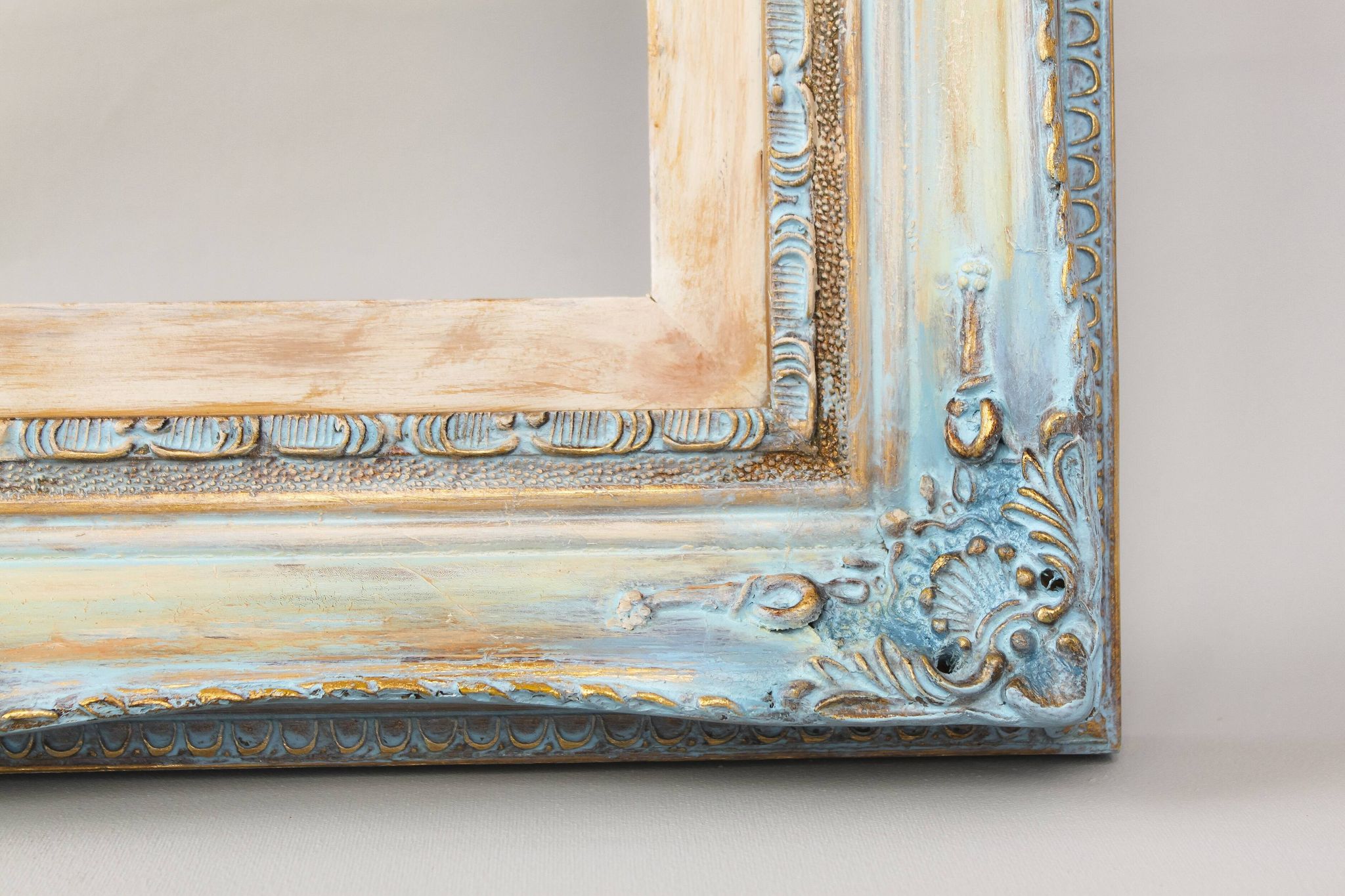 Wooden frame in Louis XV style. Baroque frame. Style of the frame.