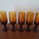 Set of 5 amber stemmed glasses