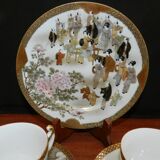 Set of 3 pieces head to head in fine Chinese porcelain with decoration scenes of Palace