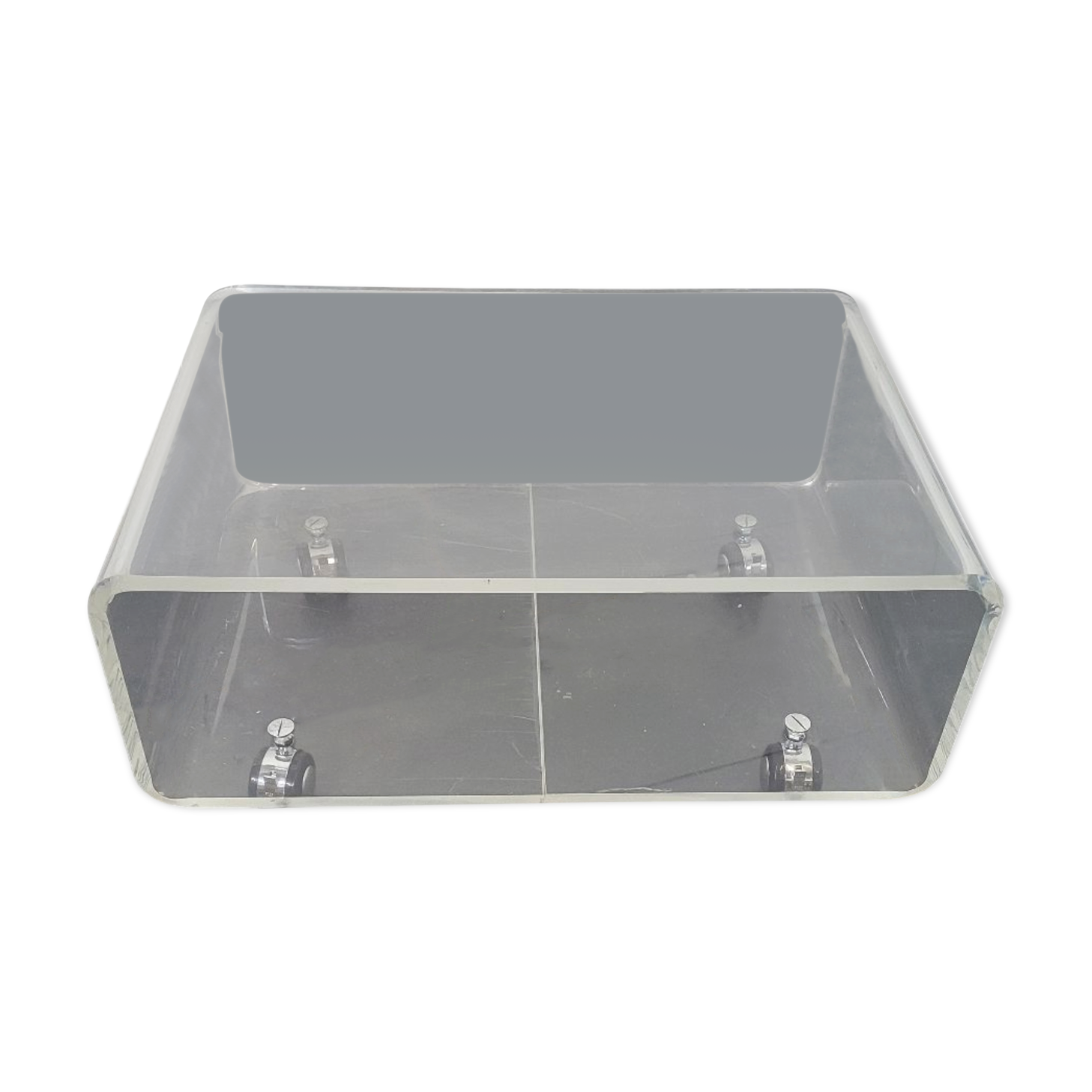 70s transparent plexiglass coffee table