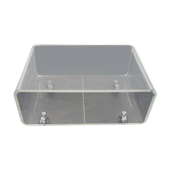 70s transparent plexiglass coffee table