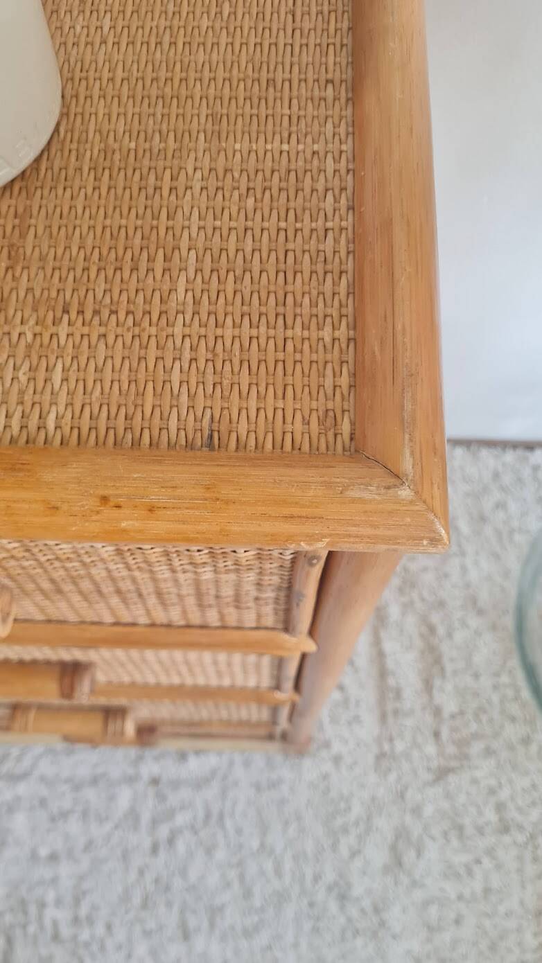 Vintage rattan chest of drawers