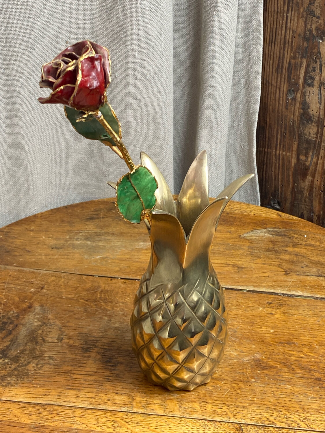 Pineapple vase in solid brass