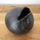 Ceramic Black Orb, Vintage Studio Pottery Art Piece, 1960/1970 Design