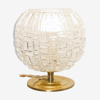 Vintage globe lamp in chiseled glass