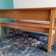 Pair of 1950s solid oak benches with backrests