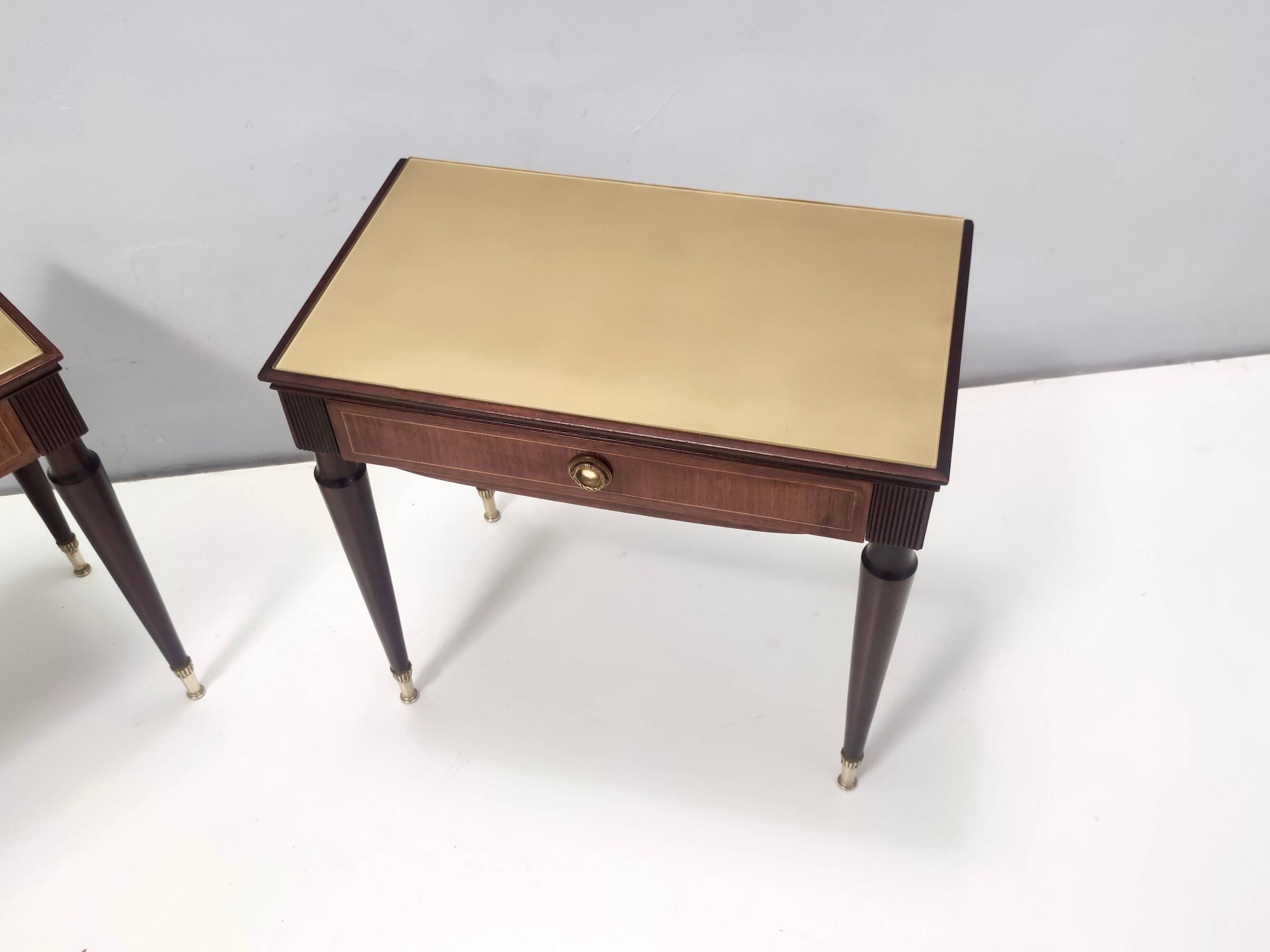 Pair of Beech and Ebonized Walnut Nightstands Attr. to Paolo Buffa, Italy