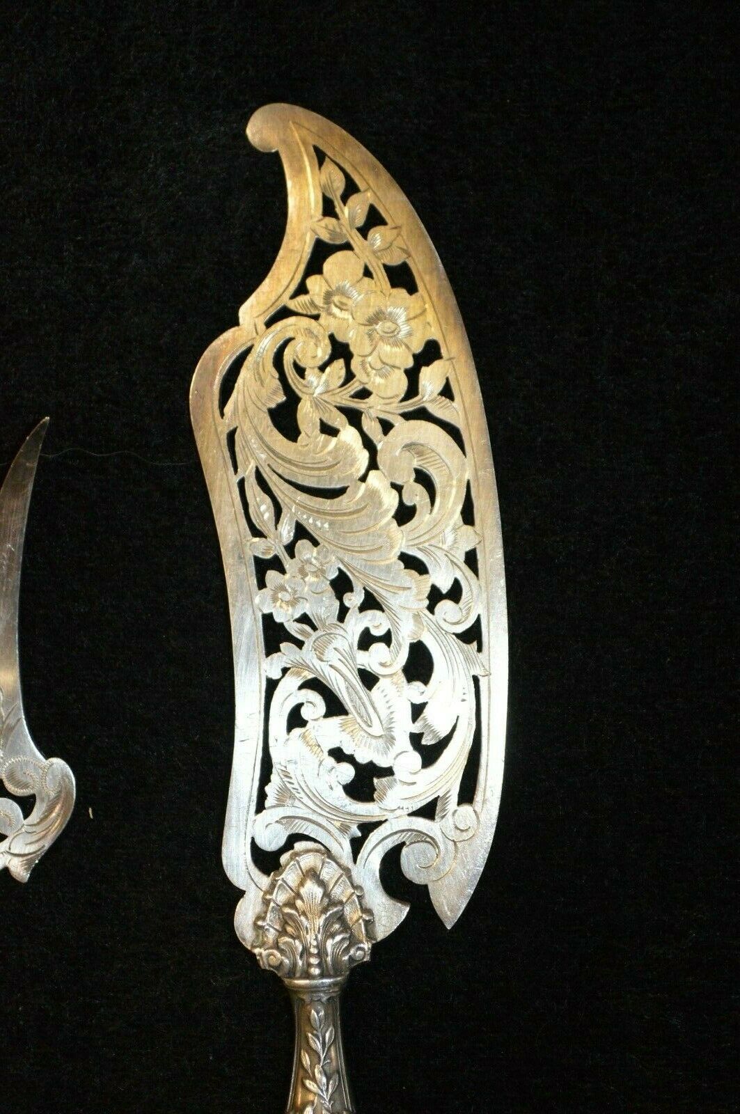 Solid silver fish cutlery pair