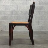 Suite of 6 chairs brutalist style straw and solid oak
